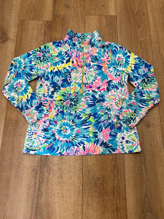 Lilly Pulitzer Tops - 🌟 LILLY PULITZER 🌟 1/2 ZIP PRINTED SKIPPER POPOVER TOP BLUE SZ L